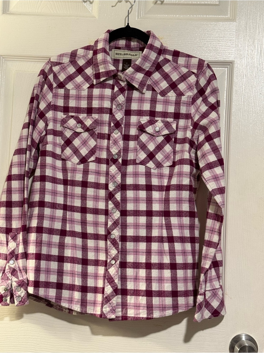 Bit & Bridle Pink and Purple Plaid Snap-Front Shirt